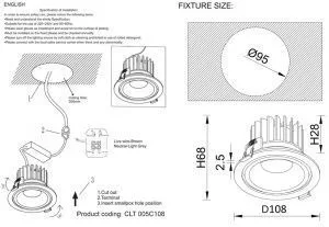 Светильник встраиваемый Crystal Lux CLT 005C108 BL