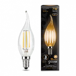 Лампа Gauss Filament Свеча на ветру 7W 550lm 2700К Е14 LED 1/10/50