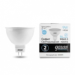 Лампа Gauss Elementary MR16 9W 680lm 6500K GU5.3 LED 1/10/100