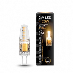 Лампа Gauss G4 12V 2W 190lm 3000K силикон LED 1/10/200