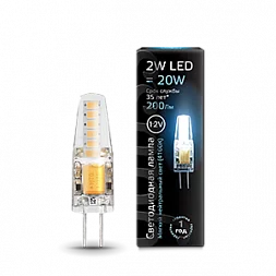 Лампа Gauss G4 12V 2W 200lm 4100K силикон LED 1/10/200