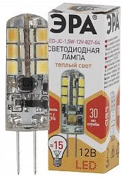 Лампочка светодиодная ЭРА STD LED JC-1,5W-12V-827-G4 G4 1,5Вт капсула теплый белый свет