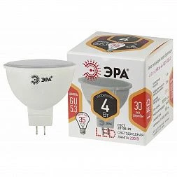 Лампочка светодиодная ЭРА STD LED MR16-4W-827-GU5.3 GU5.3 4Вт софит теплый белый свeт