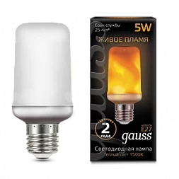 Лампа Gauss T65 5W 20-80lm 1500K E27 Flame LED 1/10/100