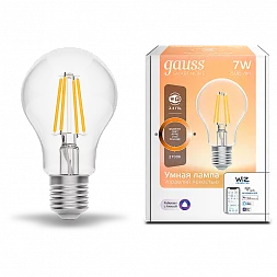 Лампа Gauss Smart Home Filament А60 7W 806lm 2700К E27 диммируемая LED 1/10/40